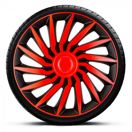 wieldoppen Kendo 15 inch ABS zwart/rood set van 4