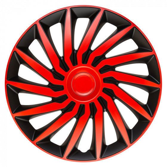 wieldoppen Kendo 15 inch ABS zwart/rood set van 4