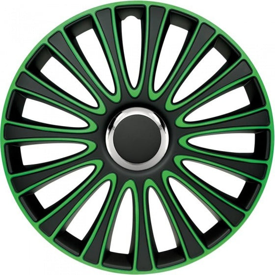 wieldoppen LeMans 15 inch ABS zwart/groen set van 4