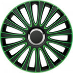 wieldoppen LeMans 15 inch ABS zwart/groen set van 4
