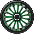wieldoppen LeMans 15 inch ABS zwart/groen set van 4