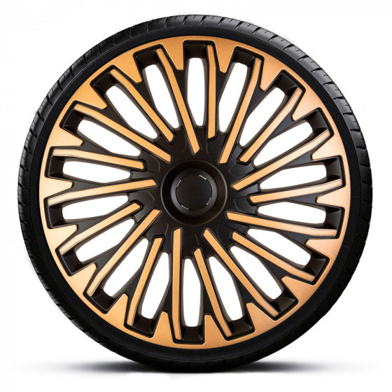 wieldoppen Soho 13 inch ABS zwart/goud set van 4