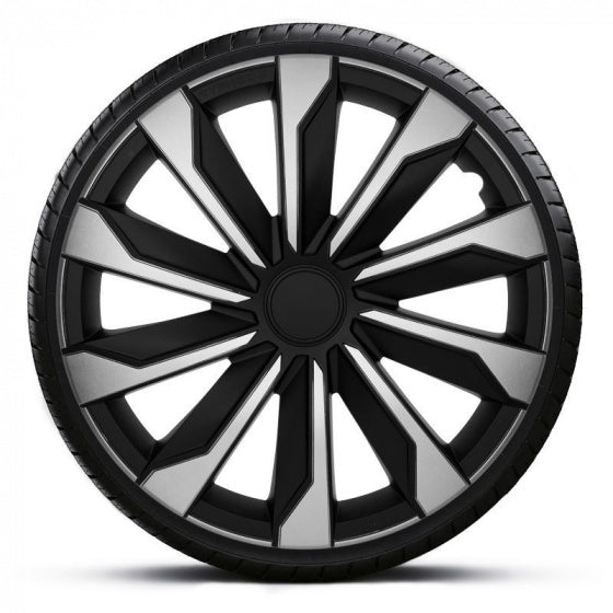 wieldoppen Typhoon 16 inch ABS zilver/zwart 4 stuks