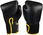 bokshandschoenen PU unisex zwart/geel 12 Oz