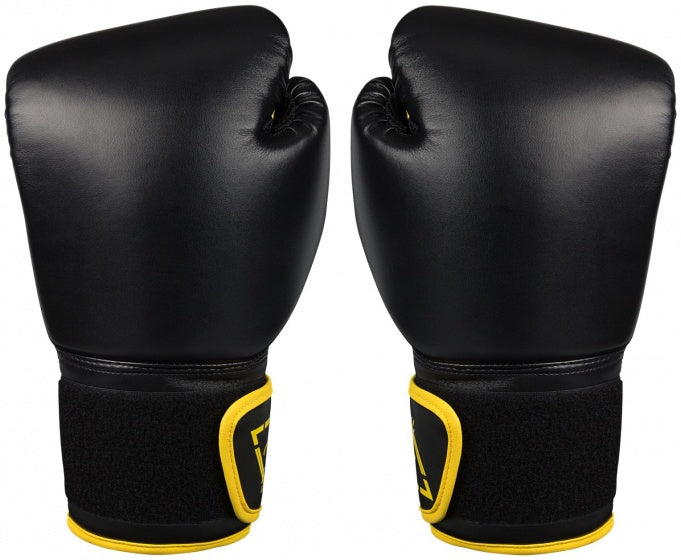 bokshandschoenen PU unisex zwart/geel 12 Oz