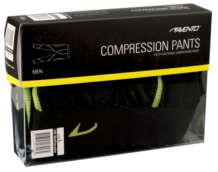 Compressiebroek heren zwart/geel maat S