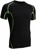Compressieshirt heren korte mouw zwart/geel maat L