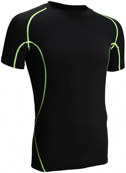 Compressieshirt heren korte mouw zwart/geel maat XL
