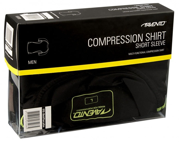 Compressieshirt heren korte mouw zwart/geel maat XL