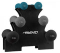 Avento 3 paar handgewichten + rek - bone - zwart grijs blauw