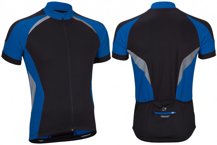 fietsshirt heren polyester zwart/blauw maat S