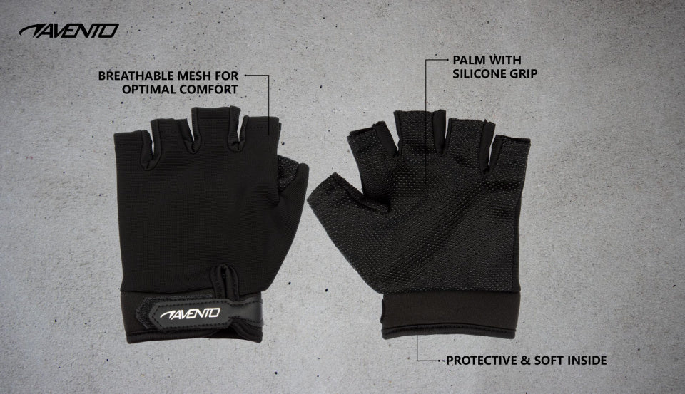 Avento fitness handschoenen mesh - zwart - s m