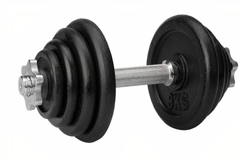 halterset 35 cm 15 kilo staal zwart/chroom 11-delig