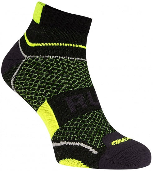Hardloopsokken Climayarn unisex zwart/geel maat 35/38