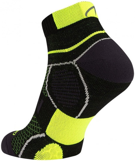 Hardloopsokken Climayarn unisex zwart/geel maat 35/38