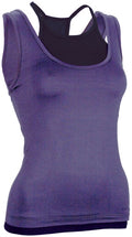 singlet Fitness dames polyester zwart/paars maat 44