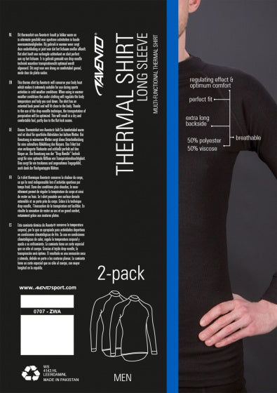 Avento thermoshirt lange mouw - heren - 2-pack - zwart - maat xxl