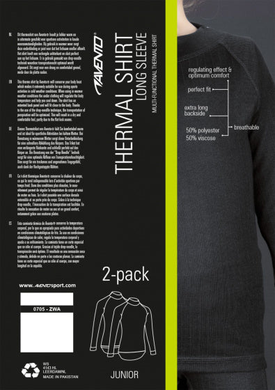thermoshirt junior polyester zwart 2-pack maat 128