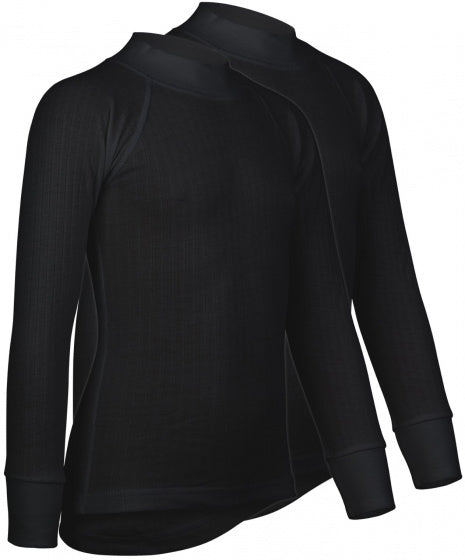 thermoshirt junior polyester zwart 2-pack maat 128