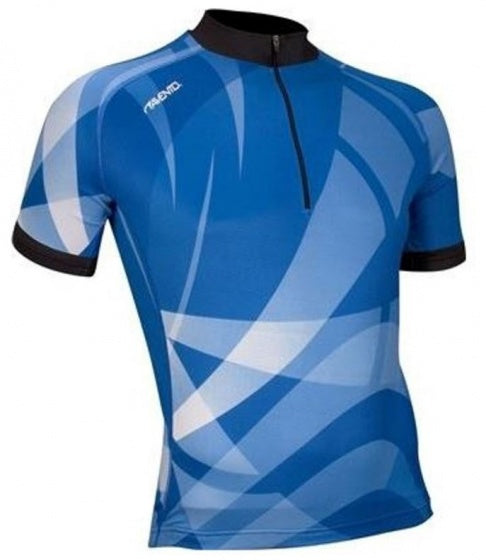 fietsshirt Print polyester blauw/wit maat S
