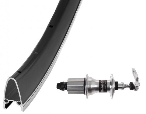 Kgs achterwiel 28 inch (13-622) btwin zw/zilver bianchi 9-10 speed