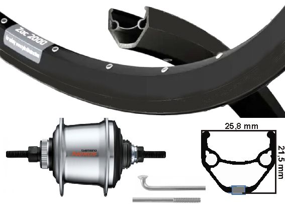 Kgs Achterwiel 28 inch 622 zilver/zwart nexus 7 disk centerlock