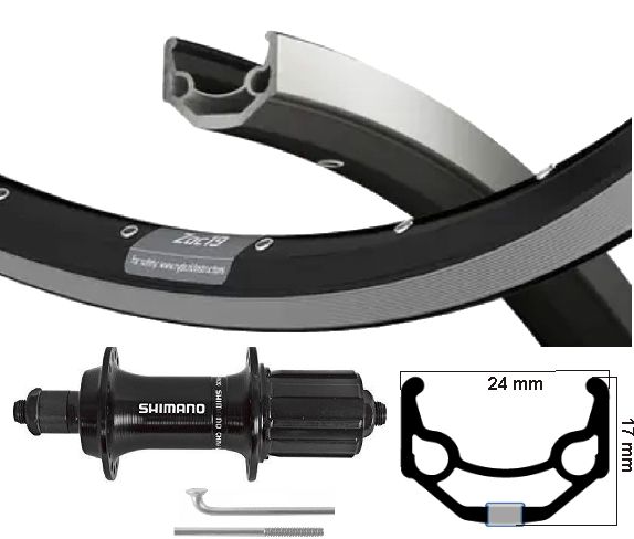 Shimano Achterwiel 26 inch (559) zac19 zw/zilver 7 speed zw uitval