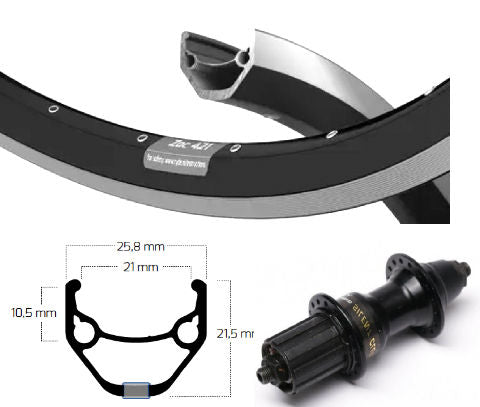 Kgs achterwiel 28inch (622) zac421 cass 8 9 10v uitval zw zw zw