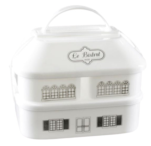 broodtrommel Le Bistrot 19 x 14 cm polypropyleen wit
