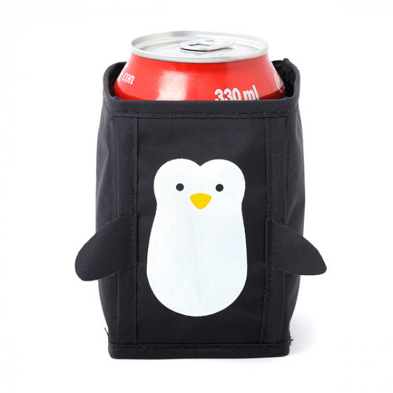 drankkoelerset pinguïn 10 x 7,5 cm nylon zwart 4 stuks