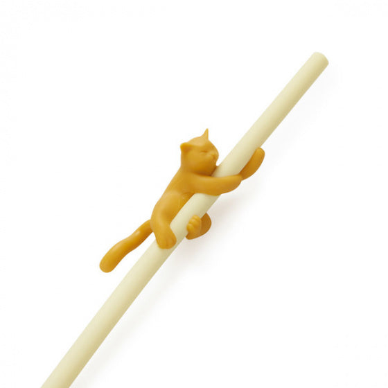 herbruikbaar rietje Climber Cat 21 x 2,9 cm siliconen geel