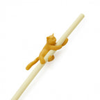 herbruikbaar rietje Climber Cat 21 x 2,9 cm siliconen geel