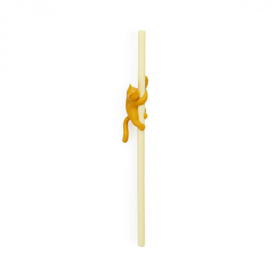 herbruikbaar rietje Climber Cat 21 x 2,9 cm siliconen geel