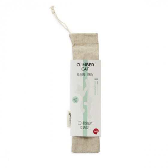 herbruikbaar rietje Climber Cat 21 x 2,9 cm siliconen groen