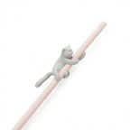 herbruikbaar rietje Climber Cat 21 x 2,9 cm siliconen roze