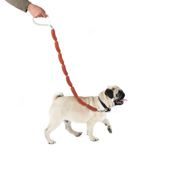 hondenriem Hotdog 108 cm metaal/rubber bruin