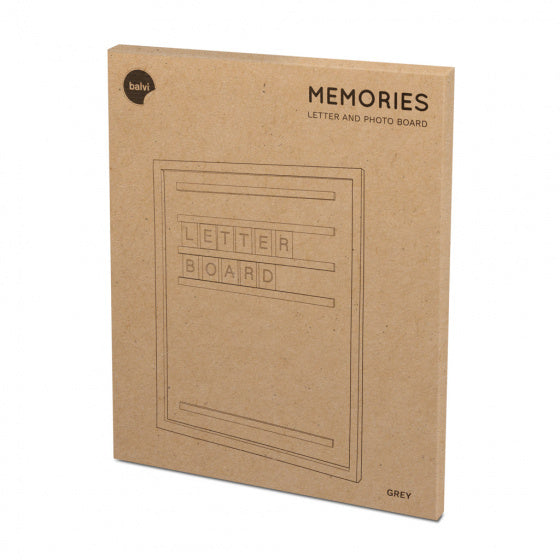 letterbord Memories 46 x 37 cm hout grijs 80-delig