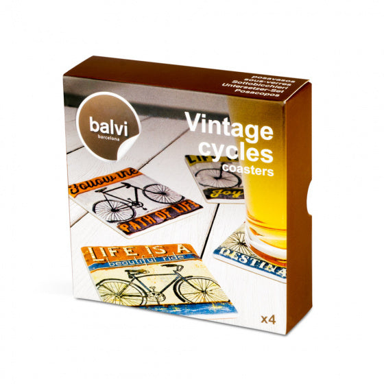 onderzetters Vintage Cycles 10,8 cm keramiek/kurk 4 stuks