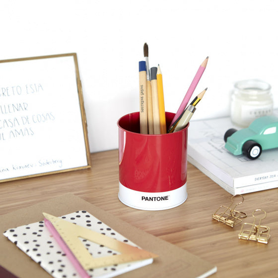 pennenhouder Pantone 8,6 x 10 cm tin rood/wit