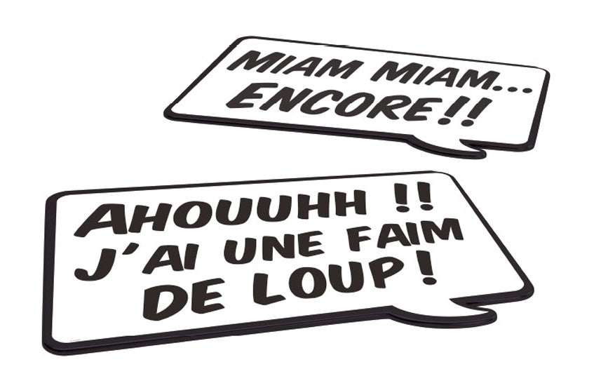 placemats Speak Up! FR 40 x 29 cm PP zwart/wit 2 stuks