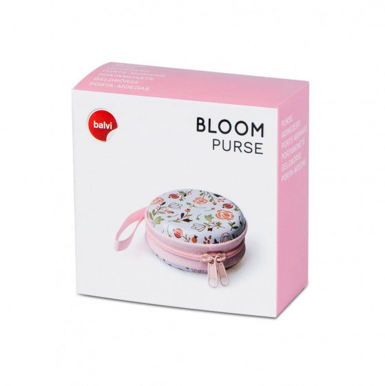 portemonnee Bloom dames 7 x 3 cm metaal roze/wit