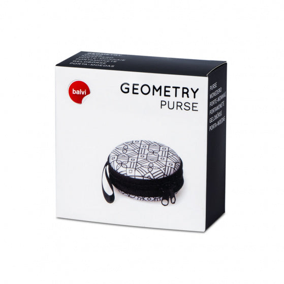 portemonnee Geometry 7 x 3 cm metaal zwart/wit