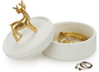 sieradendoosje Deerling 10,4 x 9,8 cm porselein wit/goud