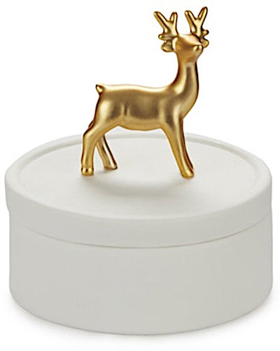 sieradendoosje Deerling 10,4 x 9,8 cm porselein wit/goud