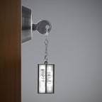 sleutelhanger Lightbox 5 cm ABS/staal wit/zilver 2-delig