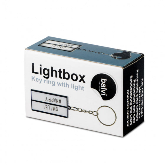 sleutelhanger Lightbox 5 cm ABS/staal wit/zilver 2-delig