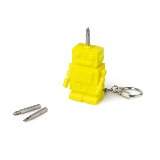 sleutelhanger Robot 3,7 cm RVS groen 4-delig