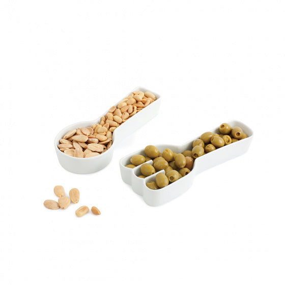 snackschaaltjes Food! keramiek wit 2-delig