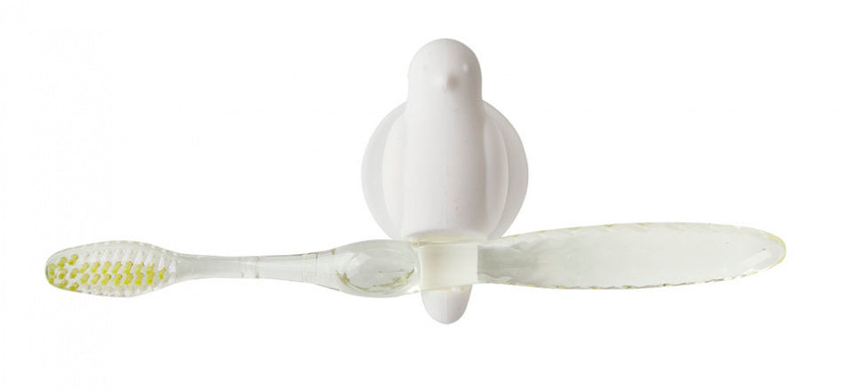tandenborstelhouder Birdie siliconen 7,4 cm wit