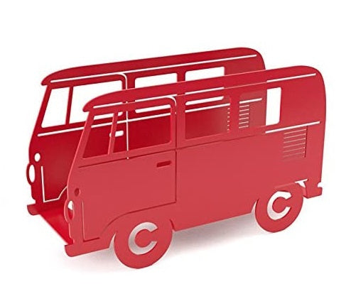 tijdschriftenrek Busje 24 x 40 cm staal rood